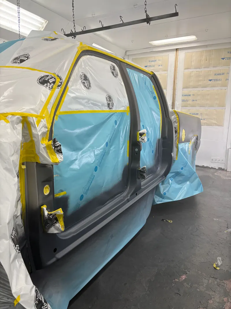 Door openings masked for paint